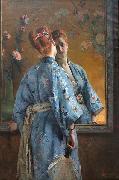 Alfred Stevens The Japanese Parisian. oil on canvas